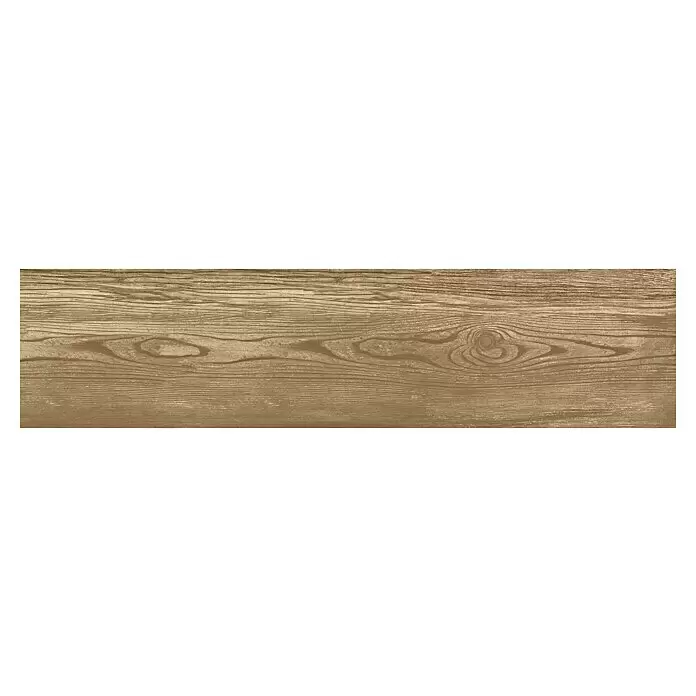 Steingutfliese Frassino - 15 x 60 cm, Braun, Matt - Hellbraune Holztextur mit sichtbarer Maserung und Ästen.