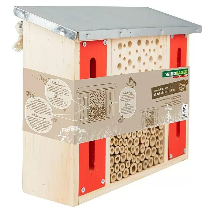 Windhager Insektenhotel FlatL x B x H: 22 x 28 x 10,5 cm, Holz