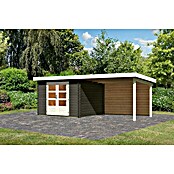 Karibu Gartenhaus Malta (Außenmaß inkl. Dachüberstand (B x T): 614 x 333 cm, Holz, Terragrau, Mit Seitendach und Rückwand) | BAUHAUS