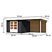 Karibu Gartenhaus Malta (Außenmaß inkl. Dachüberstand (B x T): 614 x 333 cm, Holz, Anthrazit, Mit Seitendach und Rückwand) | BAUHAUS