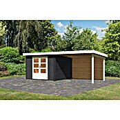 Karibu Gartenhaus Malta (Außenmaß inkl. Dachüberstand (B x T): 614 x 333 cm, Holz, Anthrazit, Mit Seitendach und Rückwand) | BAUHAUS