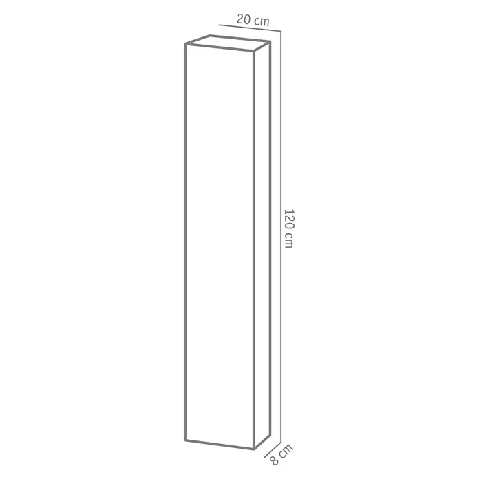Diephaus Rechteckpalisade Mini - Anthrazit, 8 x 20 x 120 cm, Beton - Das Bild zeigt eine schlanke Säule mit den Maßen 120 cm Höhe, 20 cm Breite und 8 cm Tiefe, ideal für minimalistische Dekorationen.