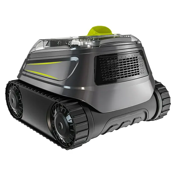 Zodiac Robot de piscina CNX 2020 - Funcionamiento en red, Piscinas de hasta 10 x 5 m, 13 m³/h - Imagen de un robot limpiafondos de piscina con orugas diseñado para una limpieza eficiente.