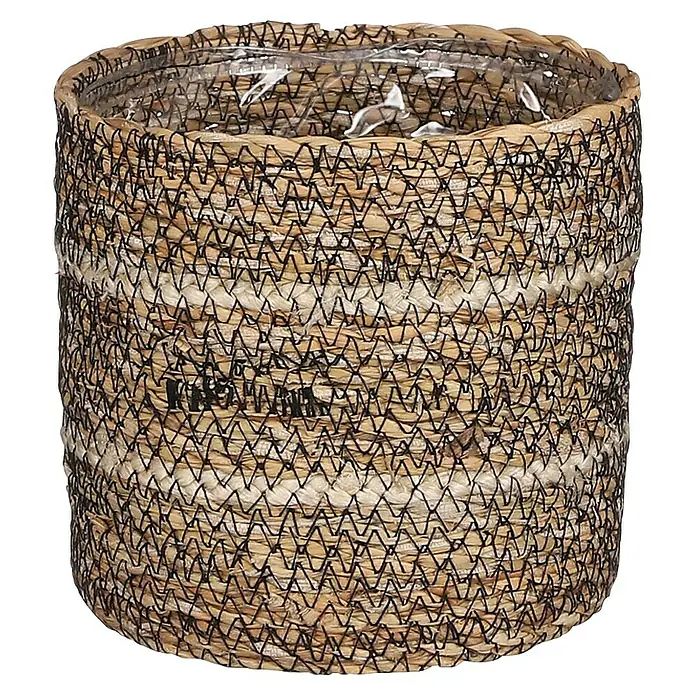 Mica Decorations Pflanzkorb Celestial - Außenmaß (Ø x H): 14 x 14 cm, Naturmaterialien, Weiss - Dekorativer runder Pflanztopf aus geflochtenem Naturmaterial mit Kunststoffeinsatz für den Innenbereich.