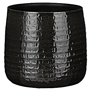 Mica Decorations Übertopf rund Floyd (Außenmaß (Ø x H): 24 x 21 cm, Schwarz, Keramik)