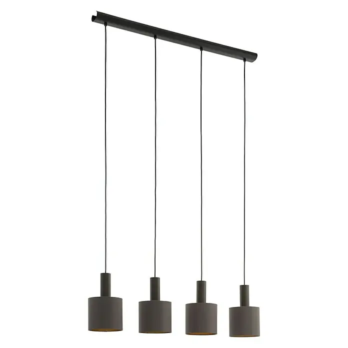 Eglo Concessa 1 Pendelleuchte - L x B x H: 94 x 16 x 150 cm - Graue Hängelampe mit vier Leuchten, die von einer schwarzen Stange hängen und ein modernes und stilvolles Ambiente schaffen.
