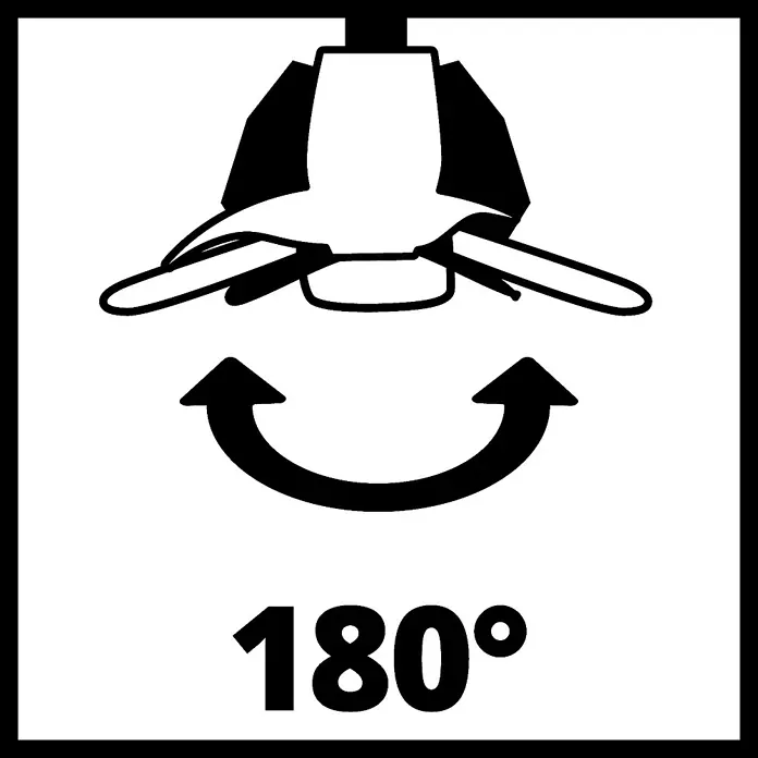 Einhell Power X-Change 18V Akku-Rasentrimmer GE-CT 18/28 Li - 18 V, 2,5 Ah, Li-Ionen, 1 Akku, Schnittbreite Faden: 28 cm - Symbol für einen um 180 Grad drehbaren Schleifer, der die Flexibilität und den Aktionsradius des Werkzeugs hervorhebt.