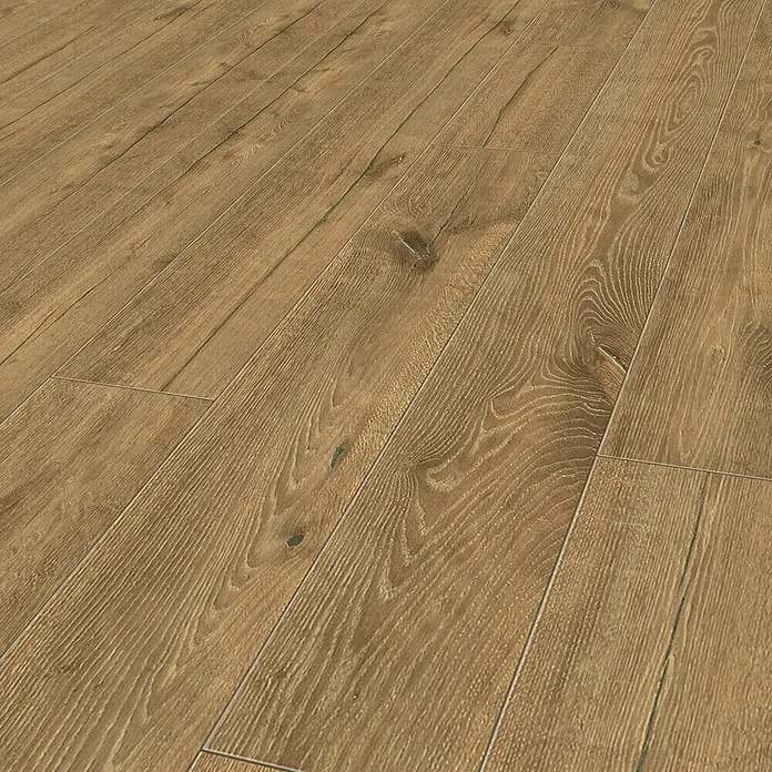 LOGOCLIC Vinylbodenmuster ElementPro Seaflower - 185 x 192 x 4 mm, Landhausdiele - Nahaufnahme von Laminatboden mit Holzmuster, der die Maserung und die Textur des Materials hervorhebt. Ideal für moderne Innenräume.