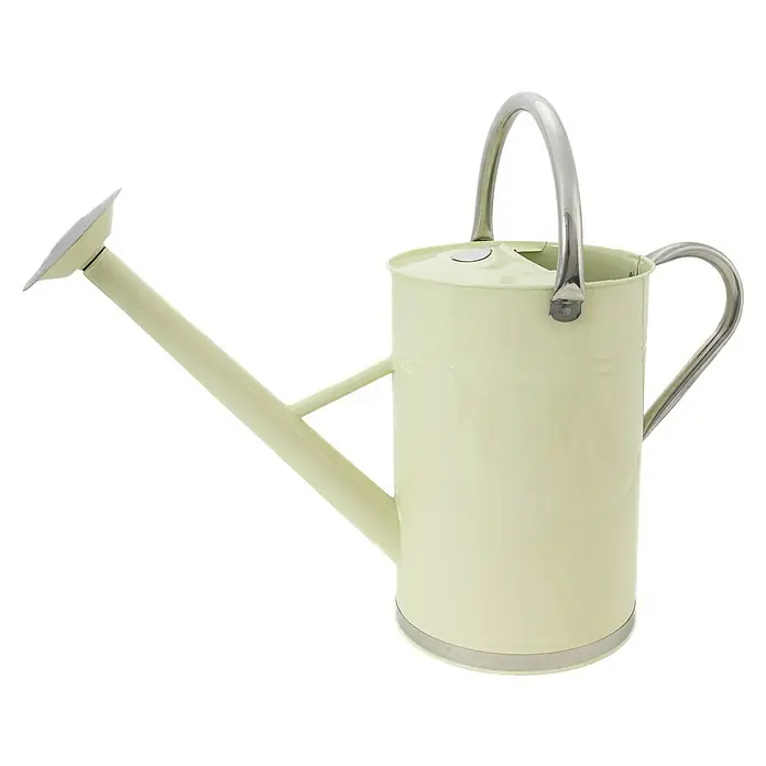 Kent & Stowe Gießkanne - Creme, 9 l - Hellgelbe Gießkanne mit silberfarbenem Griff. Ideal für die Bewässerung von Pflanzen im Garten oder auf dem Balkon.