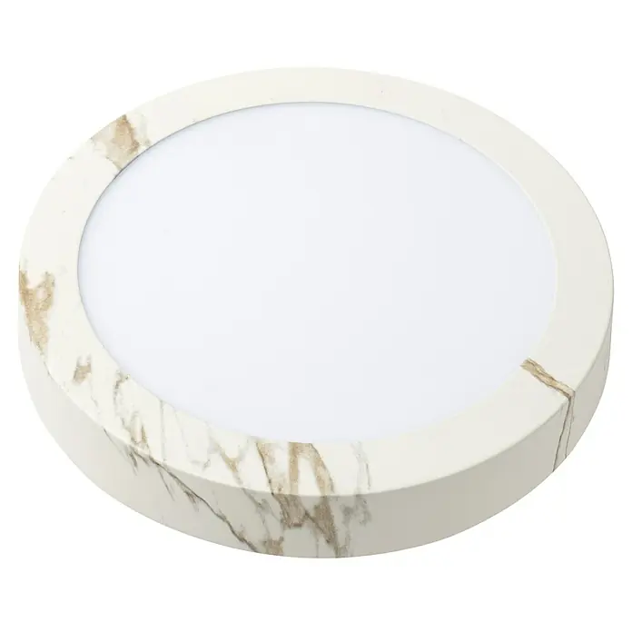 Alverlamp Foco downlight de superficie LED Mármol - 20 W, Ø x Al: 22 cm x 32 mm, Blanco neutro, Temperatura del color: 4.000 K - Lámpara de techo con diseño de mármol, luz LED redonda con difusor blanco, iluminación interior moderna para espacios elegantes.