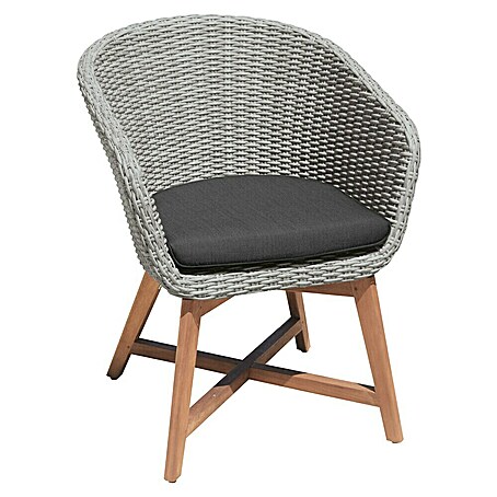 Sunfun Pauline Gartensessel (B x T x H: 62 x 70 x 80 cm, Akazienholz, Bambus Grey/Anthrazit/Naturbraun)