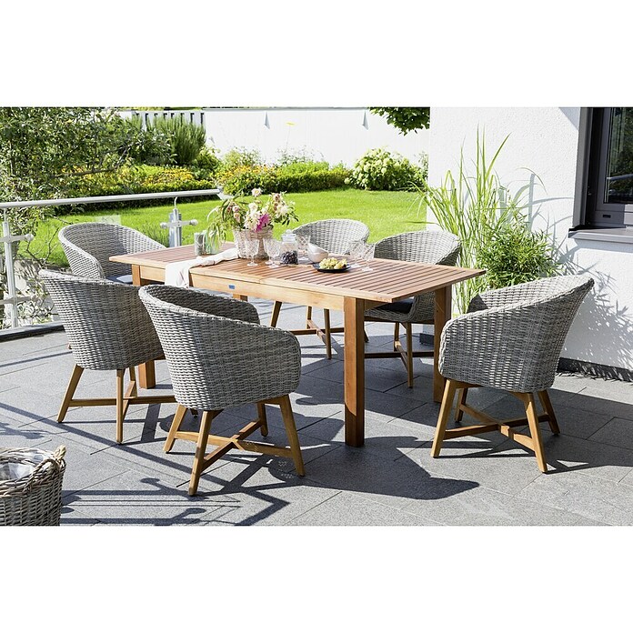 Sunfun Pauline Gartensessel (Bambus Grey, Polyrattan, Breite: 62 cm)
