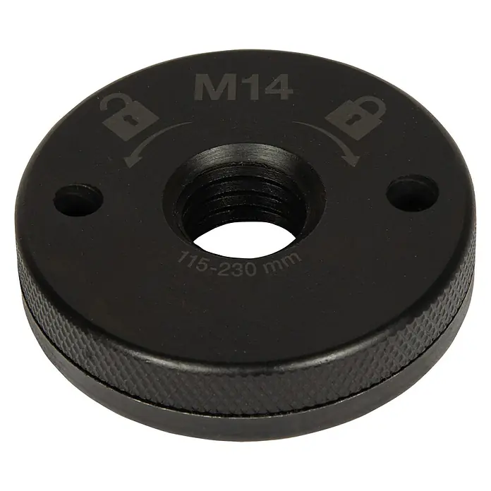 Einhell Schnellspannmutter - Passend für: Einhell Winkelschleifer mit M14 Aufnahme - Eine schwarze M14-Schnellspannmutter für Winkelschleifer, ideal für schnellen Werkzeugwechsel. Sichere und effiziente Befestigung.
