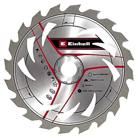 Einhell Kreissägeblatt (165 mm, Bohrung: 20 mm, Anzahl Zähne: 20 Stk.)
