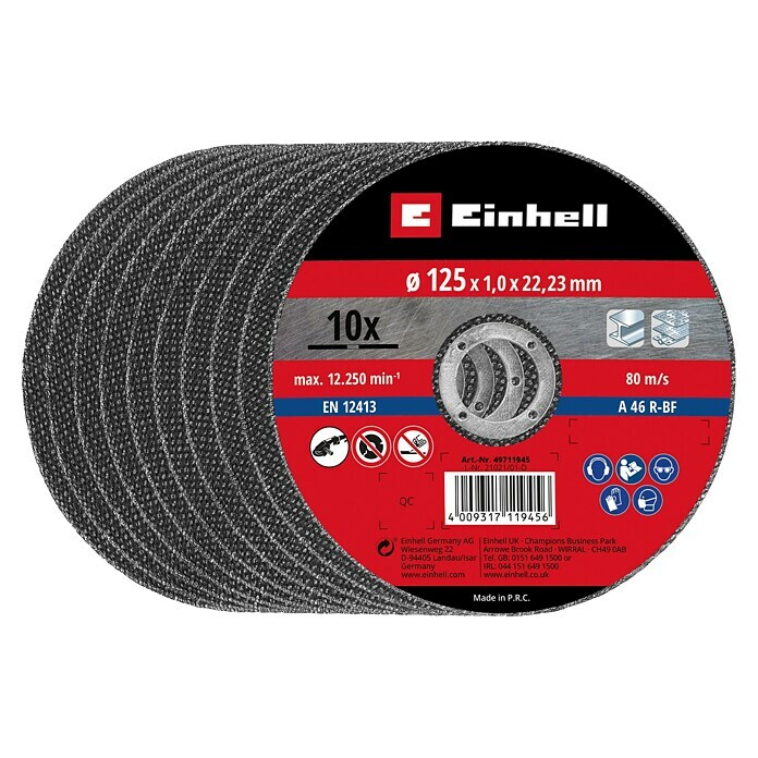 Einhell Trennscheibe (Durchmesser Scheibe: 125 mm, Stärke Scheibe: 1 mm, 10 Stk.) | BAUHAUS