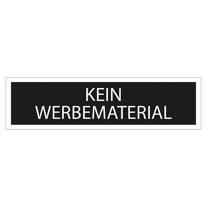 Pickup Aufkleber - Motiv: Bitte keine Werbung, Schwarz/Weiß, L x B: 165 x 44 mm - Schild mit der Aufschrift "KEIN WERBEMATERIAL" in weißer Schrift auf schwarzem Hintergrund, um unerwünschte Werbung zu vermeiden.