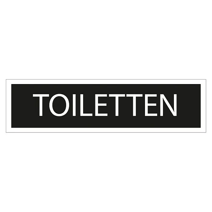 Pickup Aufkleber - Motiv: Toiletten, Schwarz/Weiß, L x B: 165 x 44 mm - Schwarz-weißes Schild mit der Aufschrift "TOILETTEN" weist auf öffentliche Sanitäranlagen hin. Klare Typografie und minimalistisches Design für einfache Orientierung.
