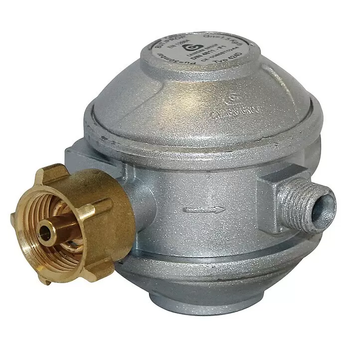 Enders Gasdruckregler Sicherheitsdruckregler - 50 mbar, 1,5 kg/h - Silberfarbener Metall-Gasdruckregler mit Messinganschluss für Gasflaschen.