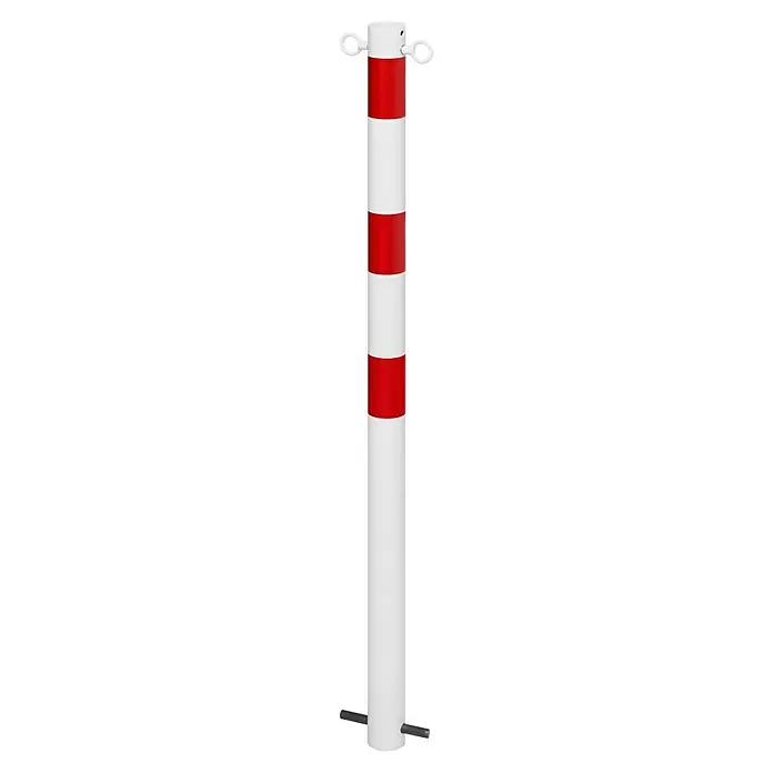 Urbanus Sperrpfosten - Weiß/Rot - Weiß-roter Leitpfosten mit Ösen und Bodenverankerung. Ideal zur Verkehrslenkung und Absicherung von Baustellen.