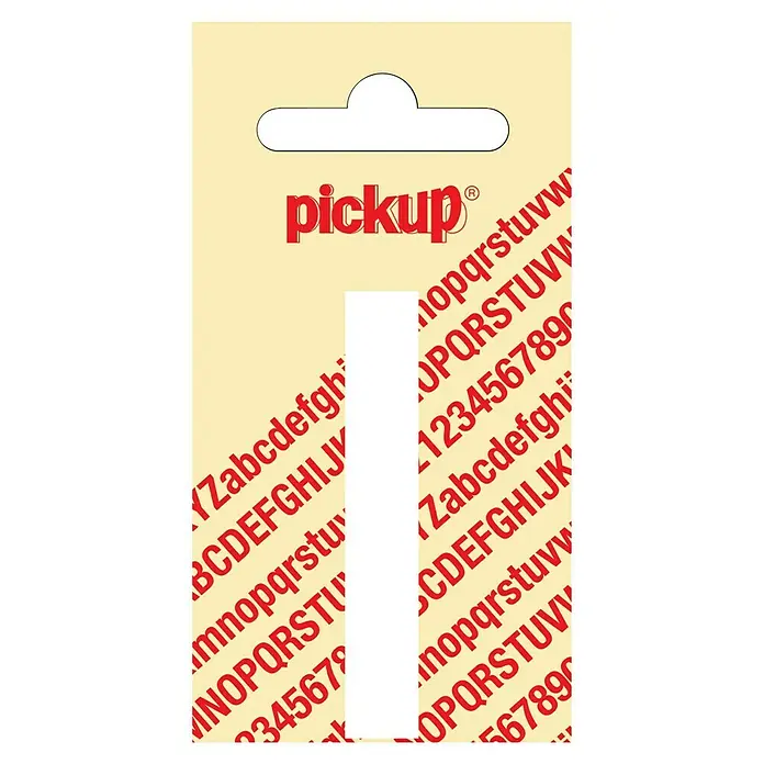 Pickup Aufkleber - Motiv: I, Weiß, Höhe: 60 mm - Nahaufnahme der Pickup Buchstaben und Zahlen-Aufkleber, ideal zum Beschriften und Dekorieren.