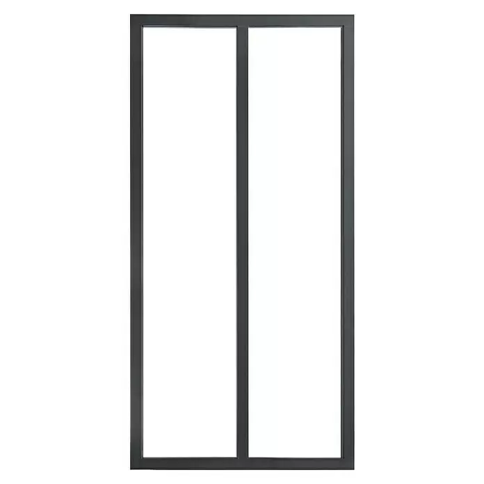 Kit atelier Glastrennwand Loft Atelier - 632 x 1.300 mm, Einscheibensicherheitsglas (ESG) - Dunkelgrauer Aluminium-Fensterrahmen mit zwei Feldern.