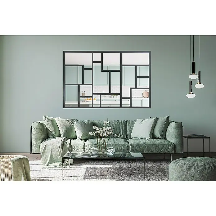 Kit atelier Glastrennwand Loft Architekt - 1.832 x 1.200 mm, Einscheibensicherheitsglas (ESG) - Ein dekorativer Wandspiegel mit einem einzigartigen, geometrischen Design, das jedem Raum einen modernen Touch verleiht.