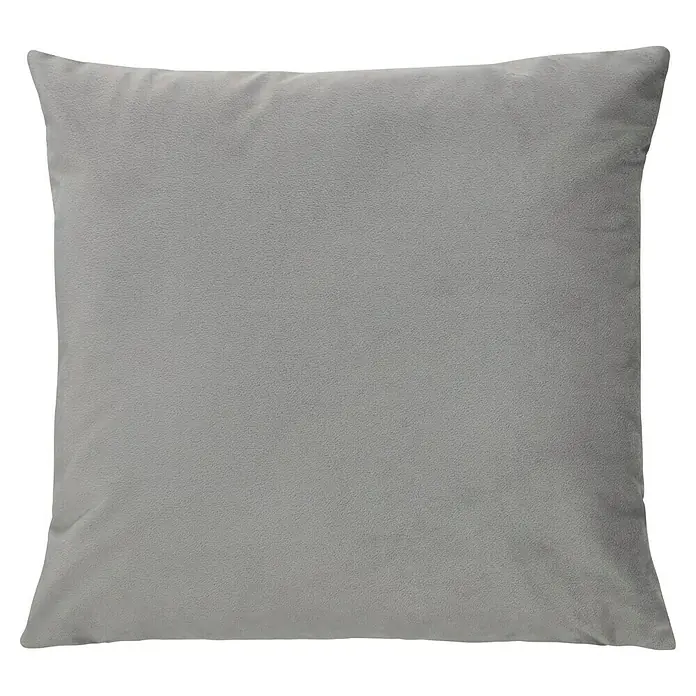 Kissen Finja - Micro Chip, 45 x 45 cm, 100 % Polyester - Nahaufnahme eines quadratischen, grauen Kissens mit weicher Textur, ideal für Dekoration und Komfort in jedem Wohnraum.