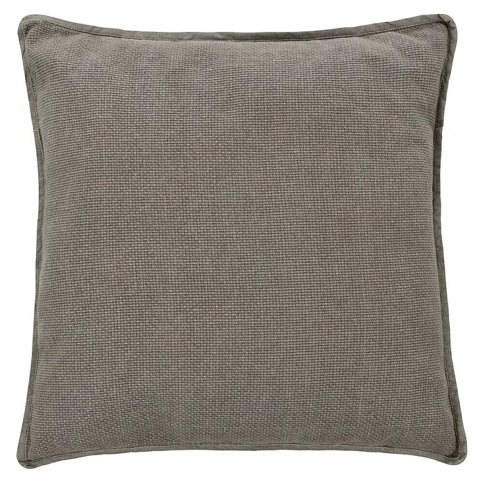 Kissen Bona - Driftwood, 45 x 45 cm, 100 % Baumwolle - Graues quadratisches Dekokissen mit einer subtilen Textur, die eine gemütliche und stilvolle Note verleiht. Ideal für Sofa oder Bett.