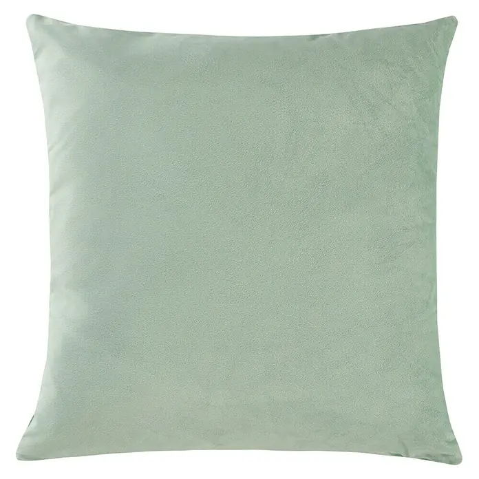 Kissen Finja - Jadeite, 45 x 45 cm, 100 % Polyester - Nahaufnahme eines mintgrünen Kissens, das eine weiche und einladende Textur für zusätzlichen Komfort in Ihrem Zuhause bietet.