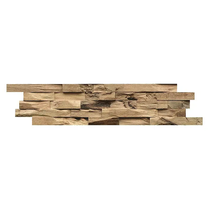 Indo Wandpaneel 3D Wall Beachwood Nature - Hevea, 610 x 150 x 10 mm - Wandpaneel aus Altholz mit natürlicher Textur. Eine stilvolle und nachhaltige Option für die Wandgestaltung.