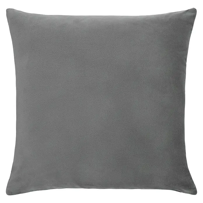 Kissen Finja - Driftwood, 45 x 45 cm, 100 % Polyester - Nahaufnahme eines quadratischen, grauen Sofakissens mit weicher Textur und abgerundeten Ecken, ideal für Wohnzimmerdekor.