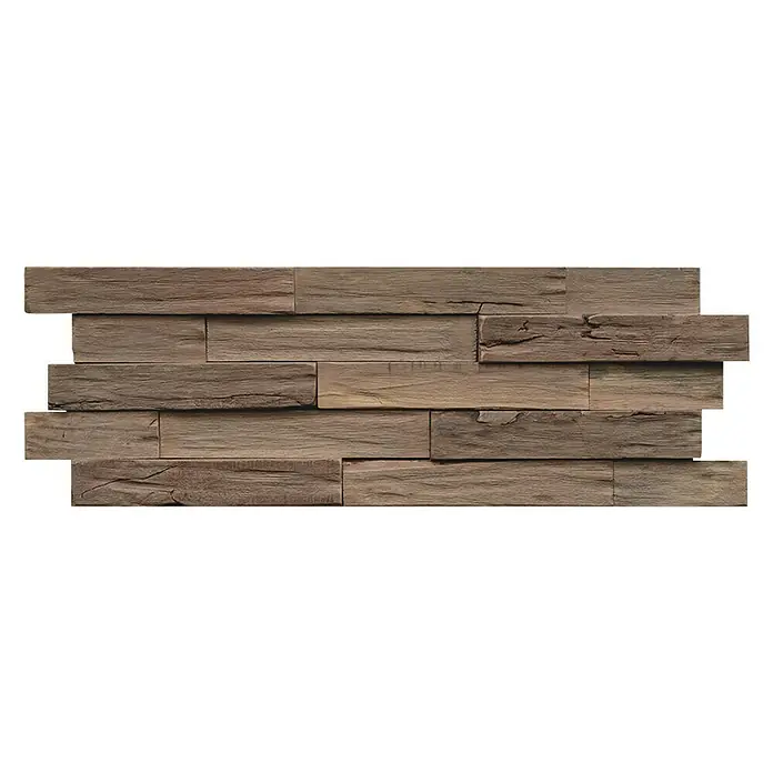 Indo Wandpaneel 3D Wall Driftwood Mindanao - Hevea, 560 x 200 x 10 mm, 1,008 m² - Holzpaneel aus recyceltem Altholz. Die Wandverkleidung ist ideal für eine rustikale und natürliche Innenraumgestaltung.