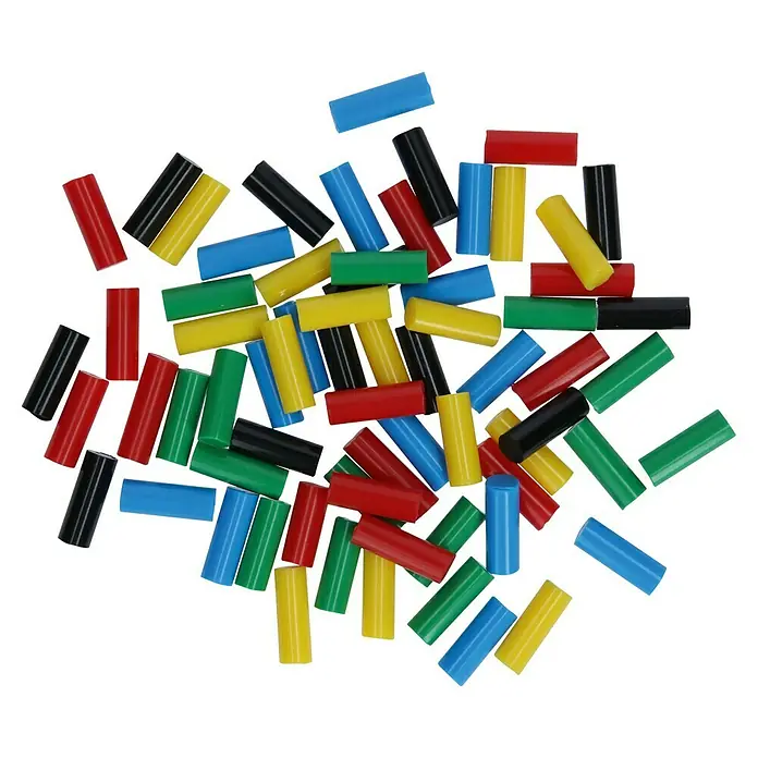 Bosch Gluey Klebepatronen Colour - 70 Stk., Durchmesser Klebepatrone: 7 mm, Farbig - Bunte Spielstäbchen in verschiedenen Farben auf schwarzem Hintergrund. Das Spielzeug fördert die Farberkennung und Feinmotorik.