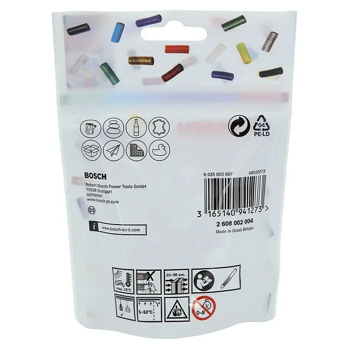 Bosch Gluey Klebepatronen Transparent - 70 Stk., Durchmesser Klebepatrone: 7 mm, Transparent - Eine Packung Bosch Klebestifte, ideal für diverse Bastelprojekte und Heimwerkanwendungen. Die Stifte sind vielseitig einsetzbar.