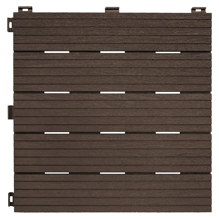Klickfliese Cosmopolitan - Kunststoff, 45 x 45 x 2,5 cm, Mocha, 1 Stk. - Braune Terrassendiele zur einfachen Verlegung im Außenbereich. Das Verbundmaterial ist robust und pflegeleicht für langlebige Freude am Garten.