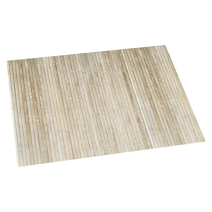 Alfombra de bambú Cool - Yeso, 90 x 60 cm - Revestimiento de pared con listones de madera natural claros dispuestos verticalmente, creando un ambiente cálido y natural.