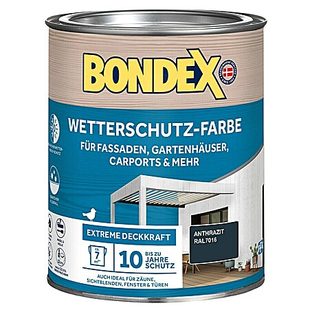 Bondex Wetterschutzfarbe RAL 7016 (Anthrazit, Seidenglänzend, 0,75 l)