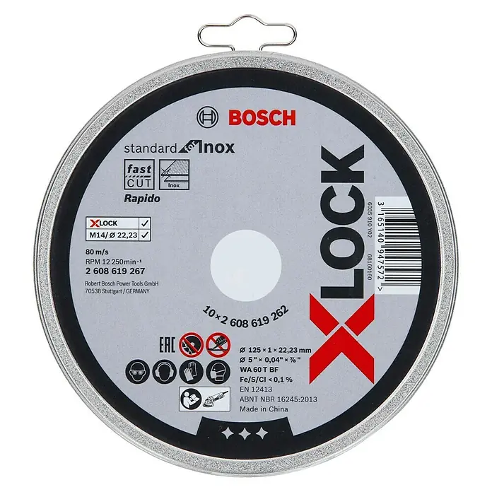 Bosch Professional X-Lock Trennscheibe Standard for Inox - Geeignet für: Metall, Durchmesser Scheibe: 125 mm, 1 Stk. - Bosch X-Lock Trennscheibe Standard für Inox, ideal zum schnellen und präzisen Schneiden von Edelstahl. Robuste Ausführung für lange Lebensdauer.