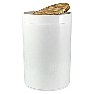 Cubo de basura de baño Darwin (5 l, Plástico, Blanco/Bambú)