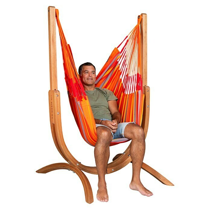 La Siesta Conjunto hamaca Udine (L x An x Al: 180 x 115 x 163 cm, Rojo/Naranja) | BAUHAUS