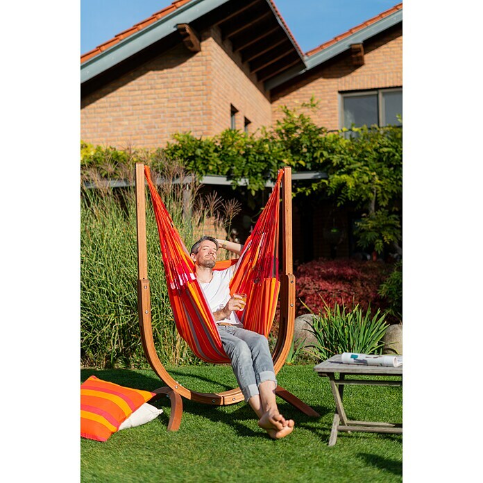 La Siesta Conjunto hamaca Udine (L x An x Al: 180 x 115 x 163 cm, Rojo/Naranja) | BAUHAUS