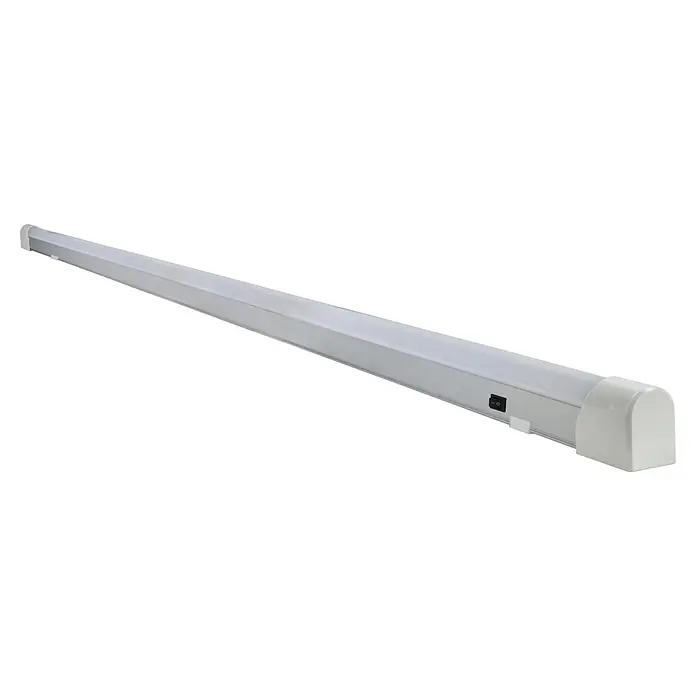 E2 elektro LED-Lichtleiste Base Switch - L x B x H: 1.500 x 30 x 42 mm, Lichtfarbe: Neutralweiß, 1 Stk., 24 W - Eine weiße LED-Röhrenleuchte mit einem Schalter an der Seite. Ideal für Arbeitsbereiche oder zur Ausleuchtung von Regalen.