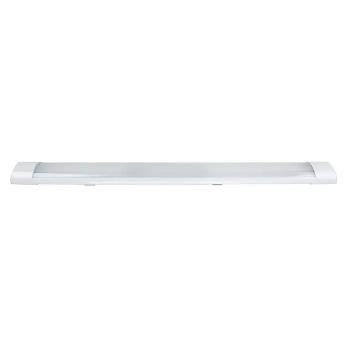 E2 elektro LED-Lichtleiste Flat - 10 W, L x B x H: 585 x 75 x 25 mm, Lichtfarbe: Neutralweiß, 1 Stk. - Weiße LED-Deckenleuchte mit abgerundeten Enden, ideal für moderne Innenräume. Das Licht ist gleichmäßig und blendfrei.