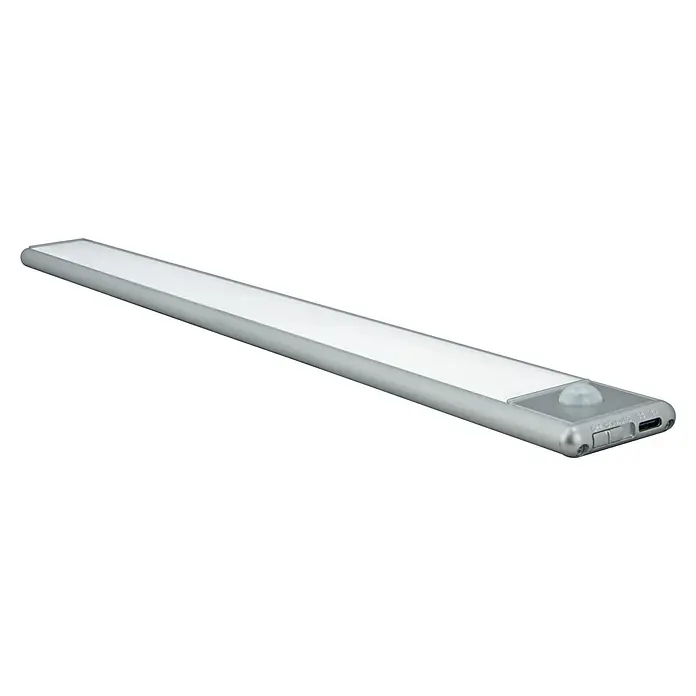 E2 elektro LED-Lichtleiste Cell XS - L x B x H: 400 x 40 x 10 mm, 2 W, Mit Bewegungsmelder, Neutralweiß - Schlanke LED-Leuchte in Silber mit Bewegungssensor für Schränke oder Flure. Perfekt für dezente Beleuchtung.