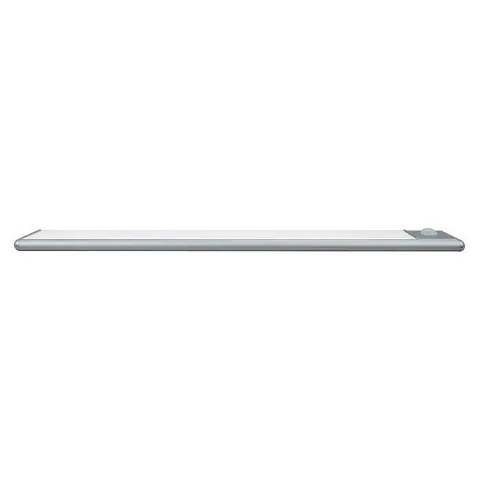E2 elektro LED-Lichtleiste Cell XS - L x B x H: 400 x 40 x 10 mm, 2 W, Mit Bewegungsmelder, Neutralweiß - Ein silberner automatischer Dokumenteneinzug (ADF) für einen Drucker oder Kopierer, bereit für den Einsatz im Büro oder zu Hause.