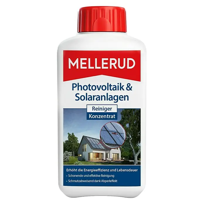 Mellerud Reinigungsmittel für Photovoltaik & Solaranlagen - 500 ml, Flasche - Produktbild: Mellerud Photovoltaik- & Solaranlagen Reiniger Konzentrat zur Erhöhung der Energieeffizienz und Lebensdauer von Solaranlagen.