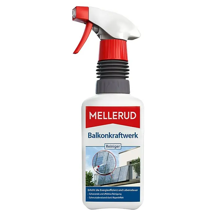Mellerud Reinigungsmittel Balkonkraftwerk - 500 ml, Flasche mit Sprühkopf - Die Mellerud Balkonkraftwerk Reiniger Sprühflasche für die Reinigung und Pflege von Solarmodulen auf Balkonen, für mehr Energieeffizienz.