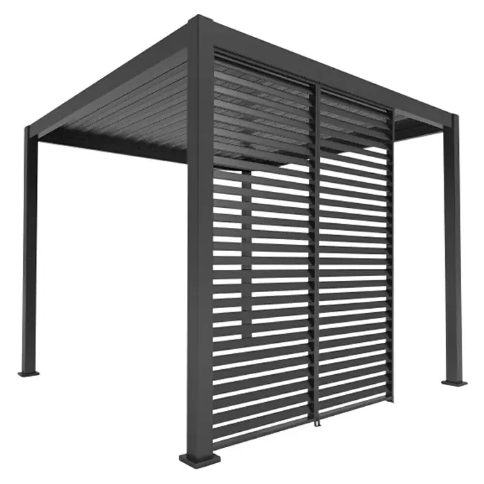 Sorara Pavillon-Seitenwand aus Lamellen - B x H: 93 x 240 cm, Anthrazit, Für kurze Seite des Sunfun Lamellenpavillon Korfu - Eine elegante, graue Pergola mit verstellbaren Lamellen, die Schatten spendet und das Design aufwertet. Perfekt für den Garten.