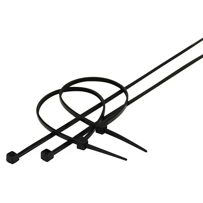 Voltomat Bridas para cables - An x L: 25 x 160 mm, Plástico, Negro - Bridas negras en primer plano, ideales para agrupar y asegurar cables. Fijaciones duraderas y versátiles.