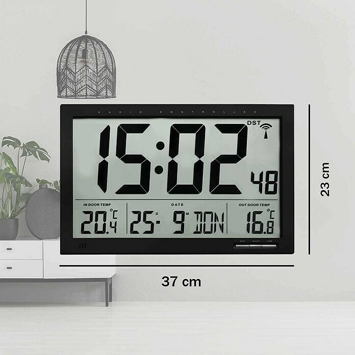 Reloj despertador (Negro, L x An x Al: 36,7 x 2,8 x 23,5 cm)